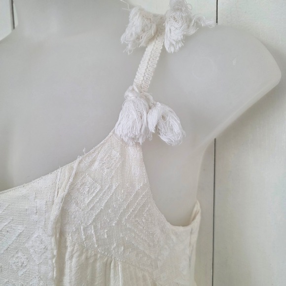 Z&L Made With Love Med White Cotton gauze Tassel Maxi Dress Boho Peasant Indie - Picture 4 of 13